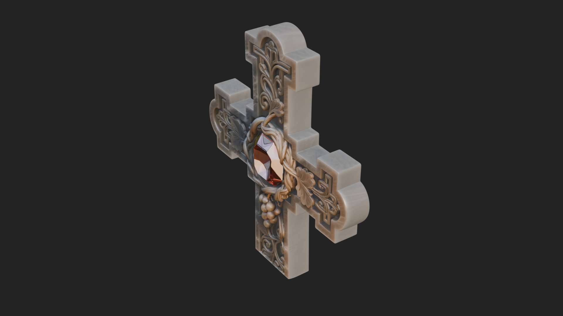 Carved Relief Wall Cross Design 553 3D Print Model 3D Model