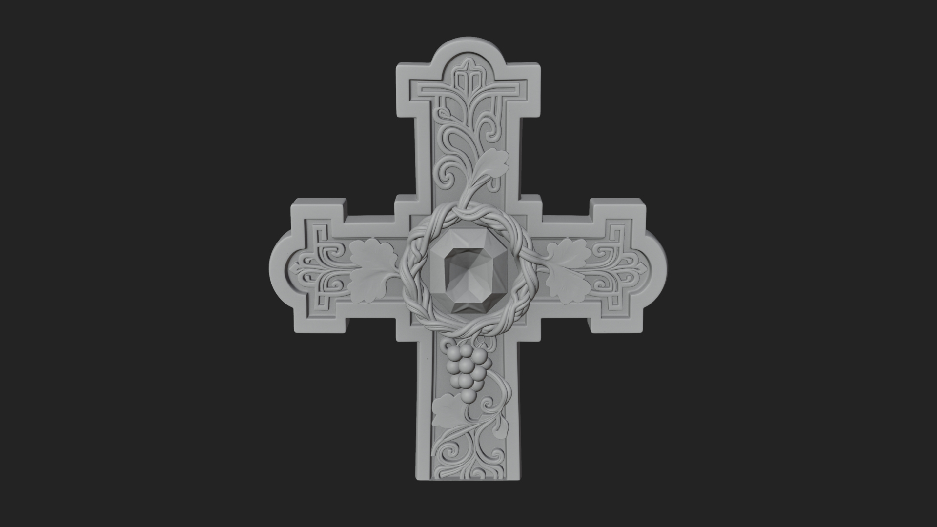 Carved Relief Wall Cross Design 553 3D Print Model 3D Model