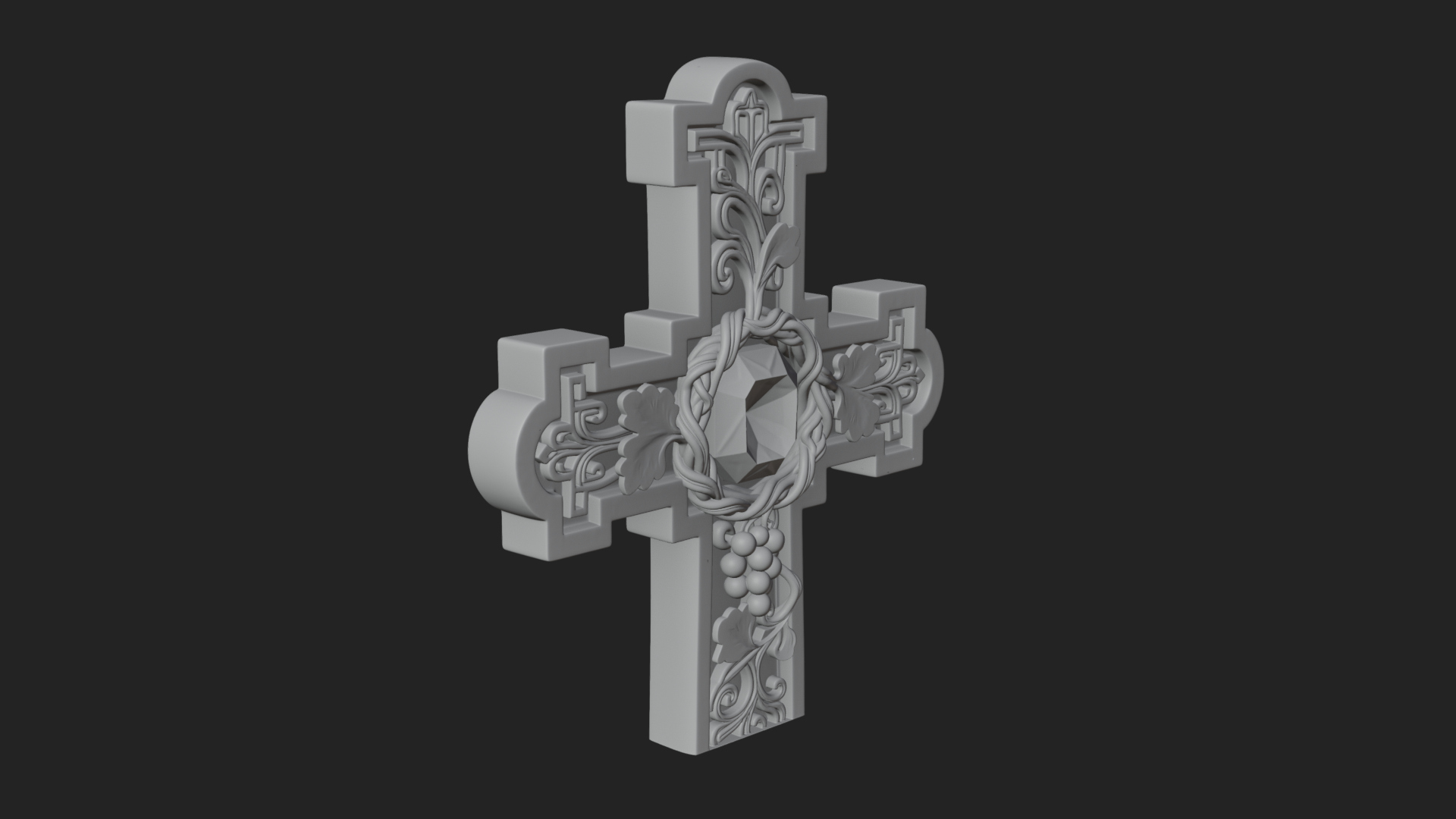 Carved Relief Wall Cross Design 553 3D Print Model 3D Model