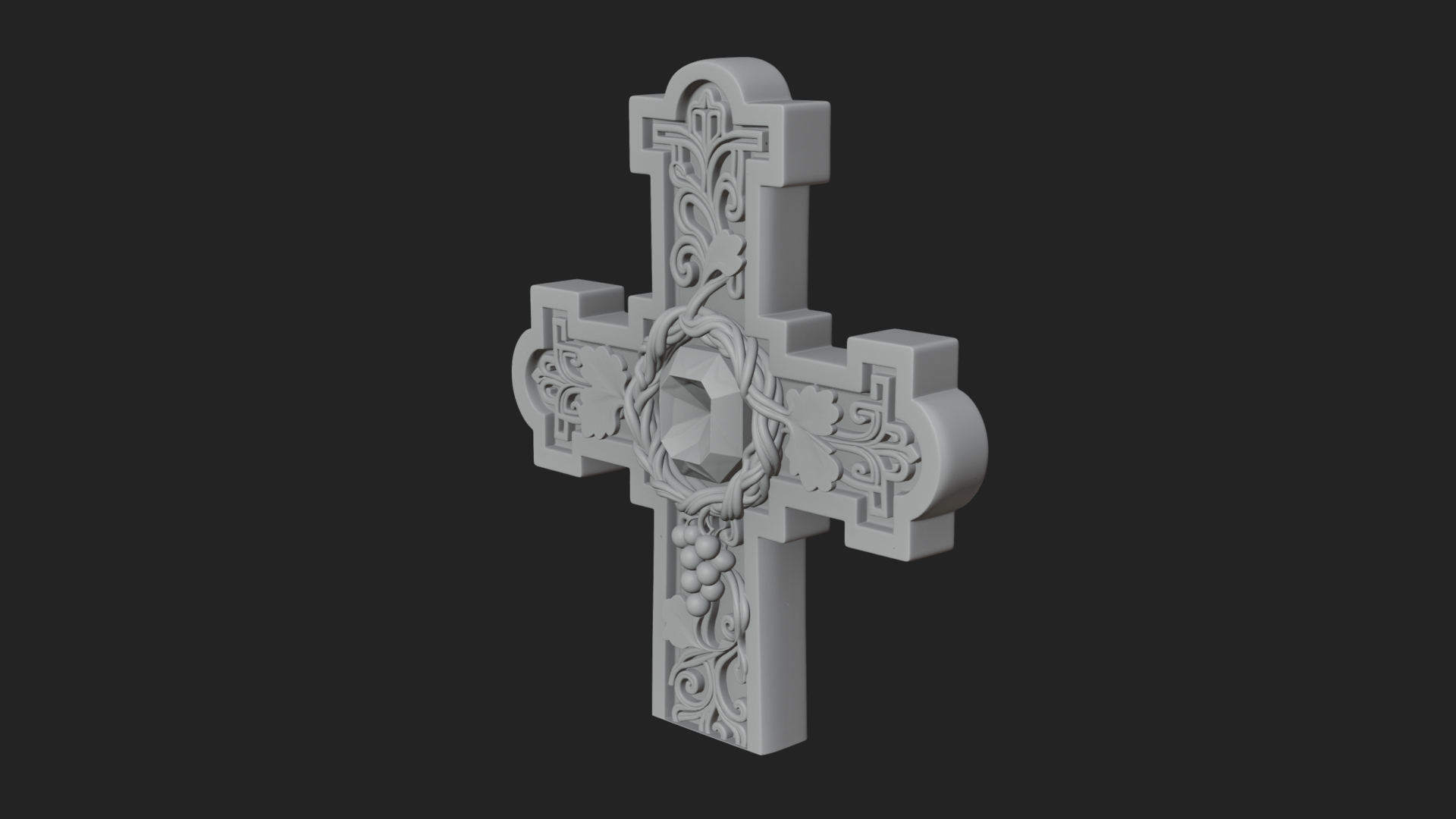 Carved Relief Wall Cross Design 553 3D Print Model 3D Model