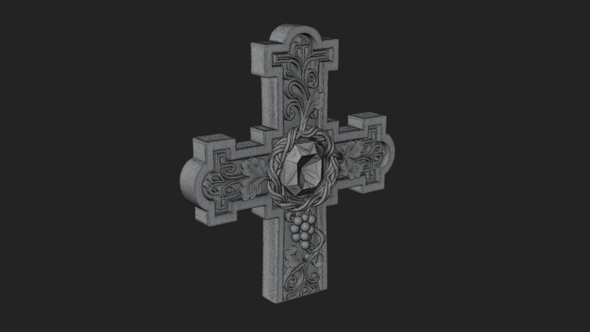 Carved Relief Wall Cross Design 553 3D Print Model 3D Model
