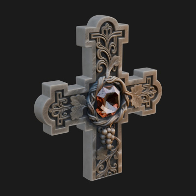 Carved Relief Wall Cross Design 553 3D Print Model