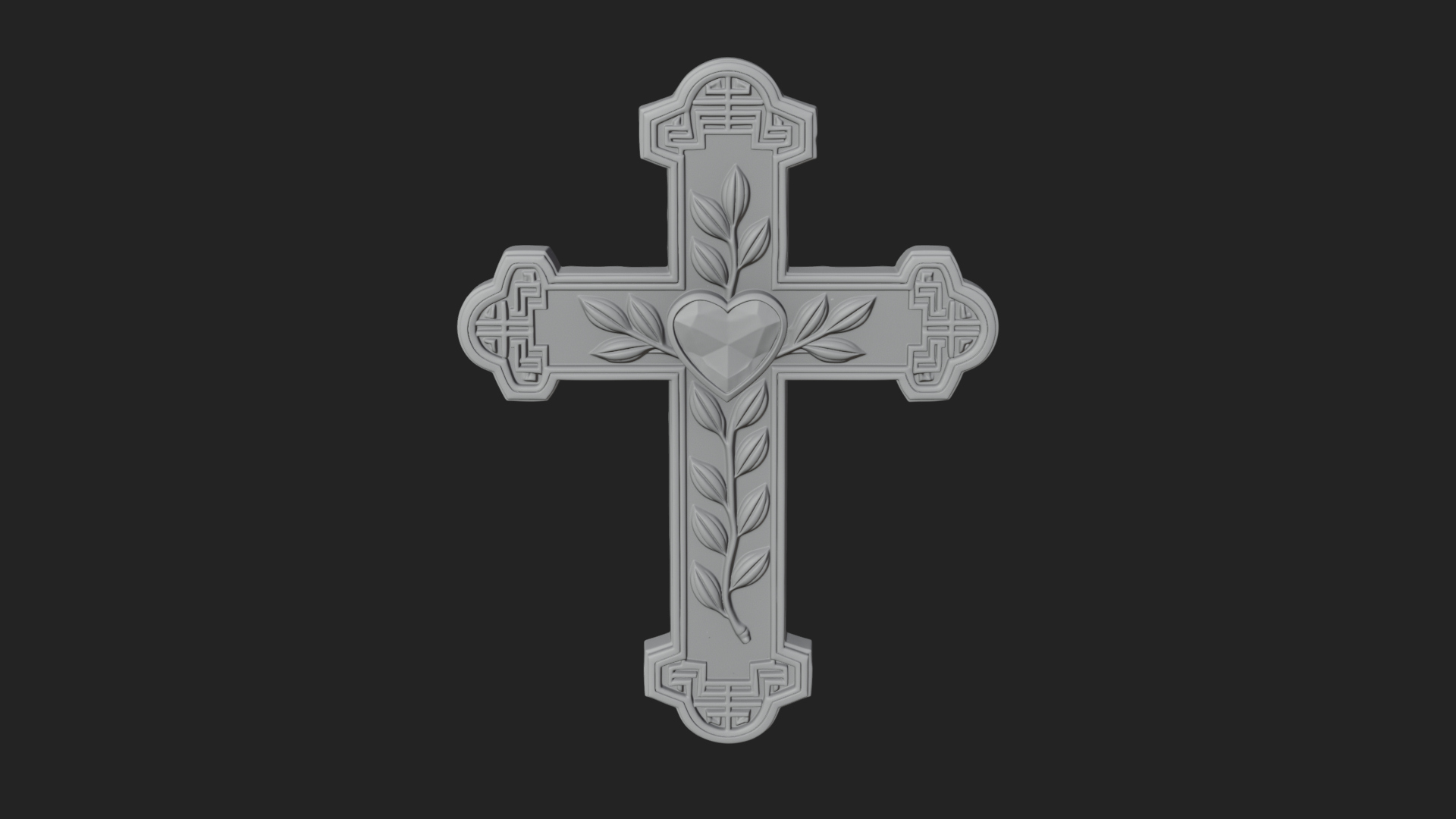 Carved Relief Wall Cross Design 554 3D Print Model 3D Model
