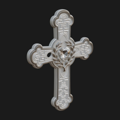 Carved Relief Wall Cross Design 555 3D Print Model