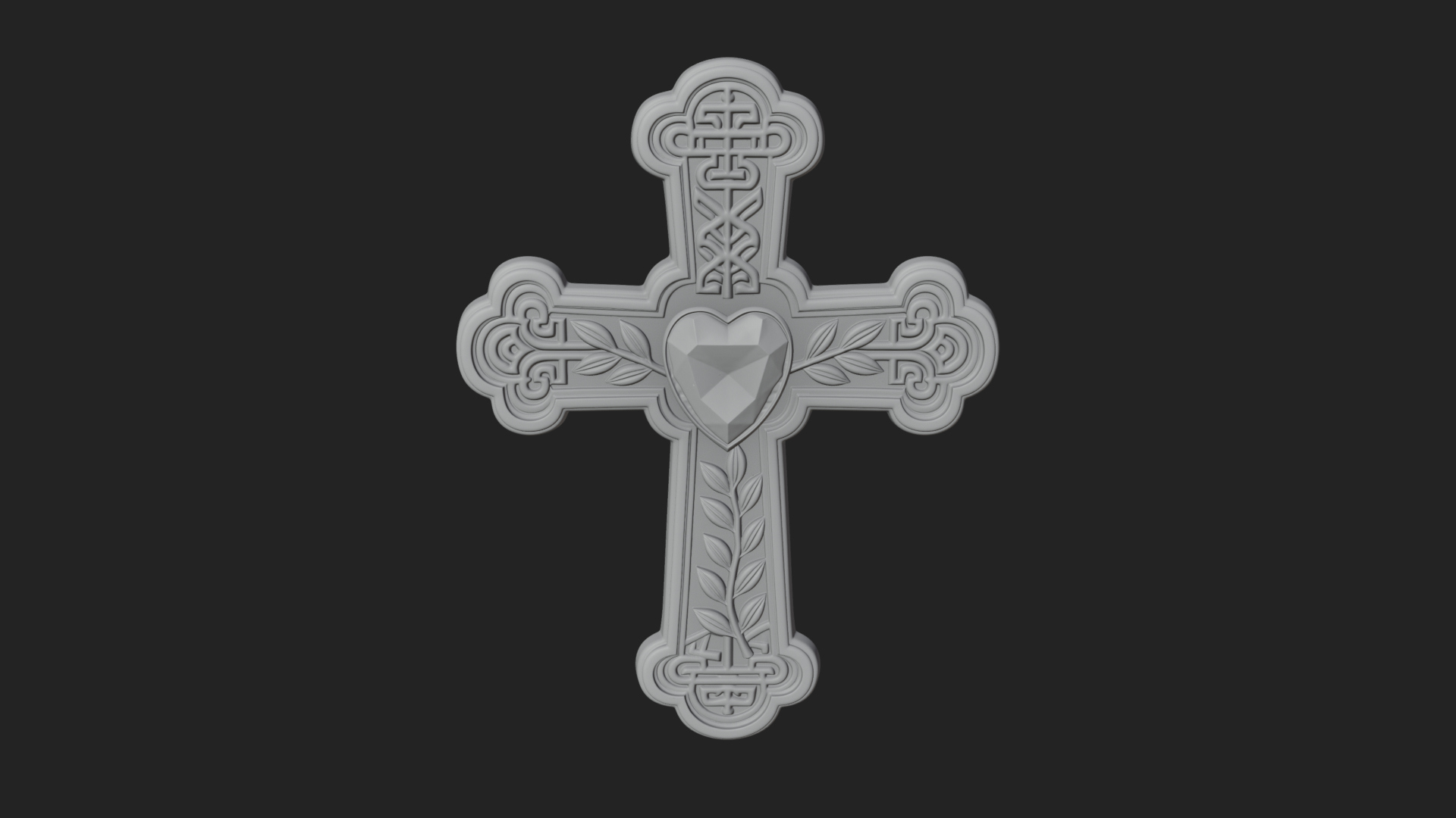 Carved Relief Wall Cross Design 556 3D Print Model 3D Model