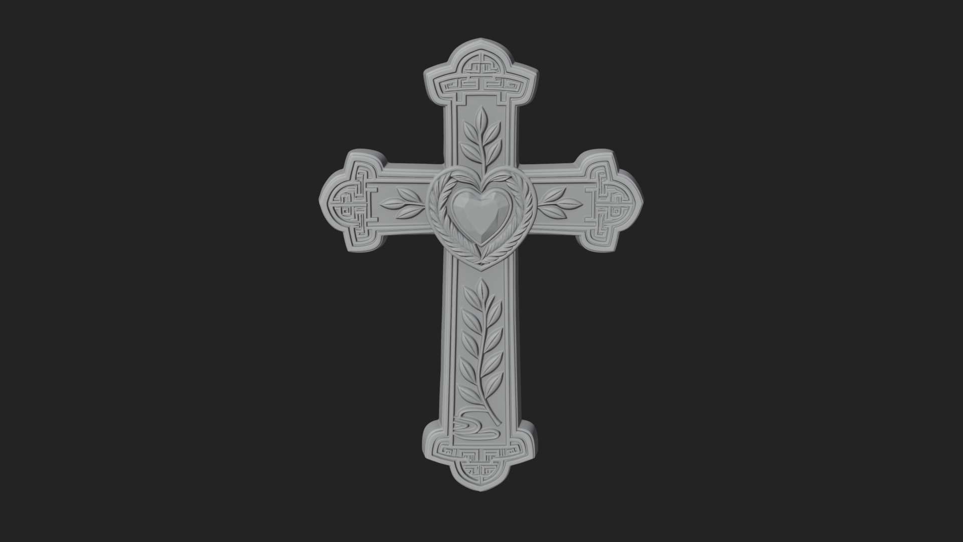 Carved Relief Wall Cross Design 557 3D Print Model 3D Model