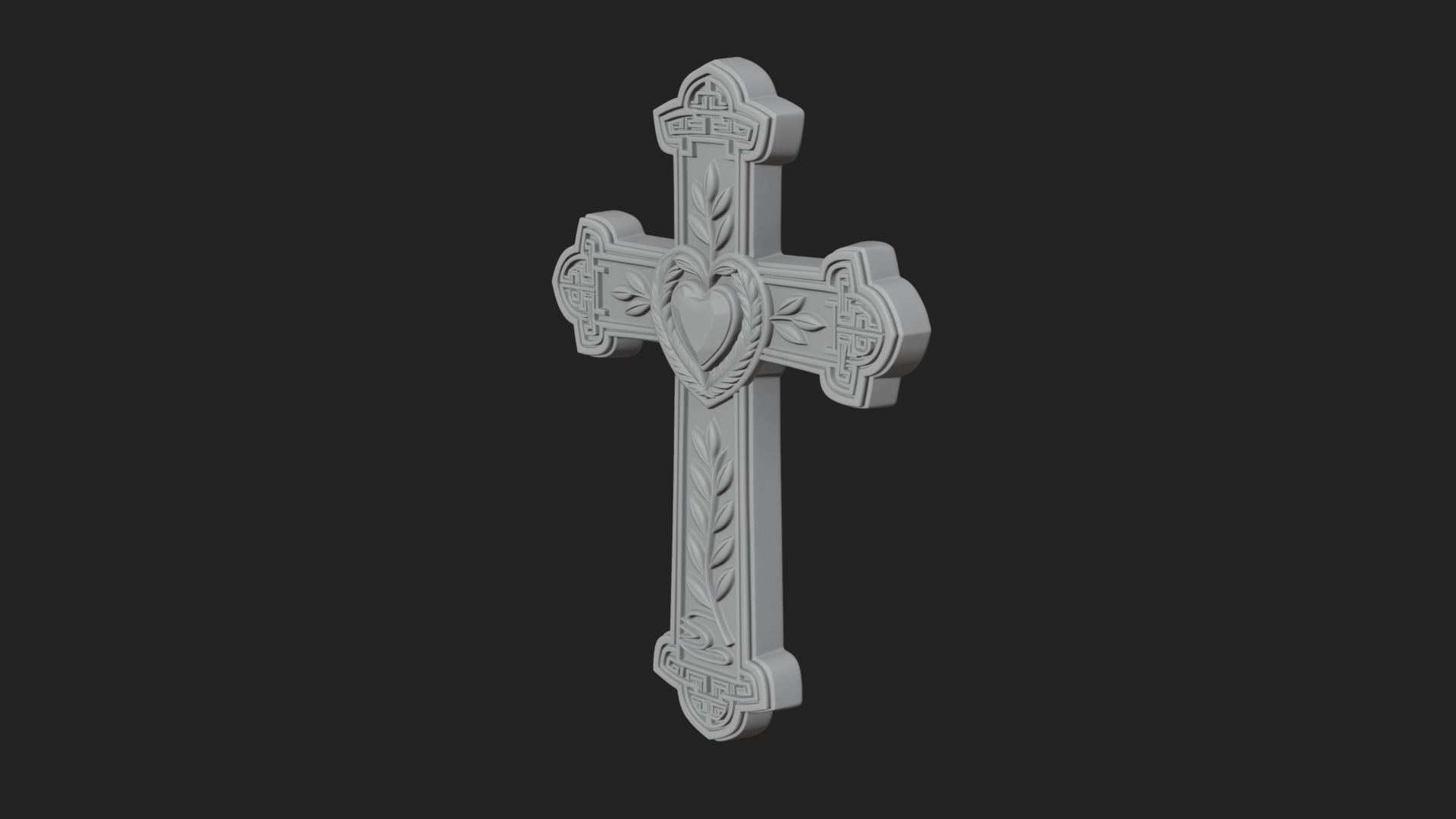 Carved Relief Wall Cross Design 557 3D Print Model 3D Model