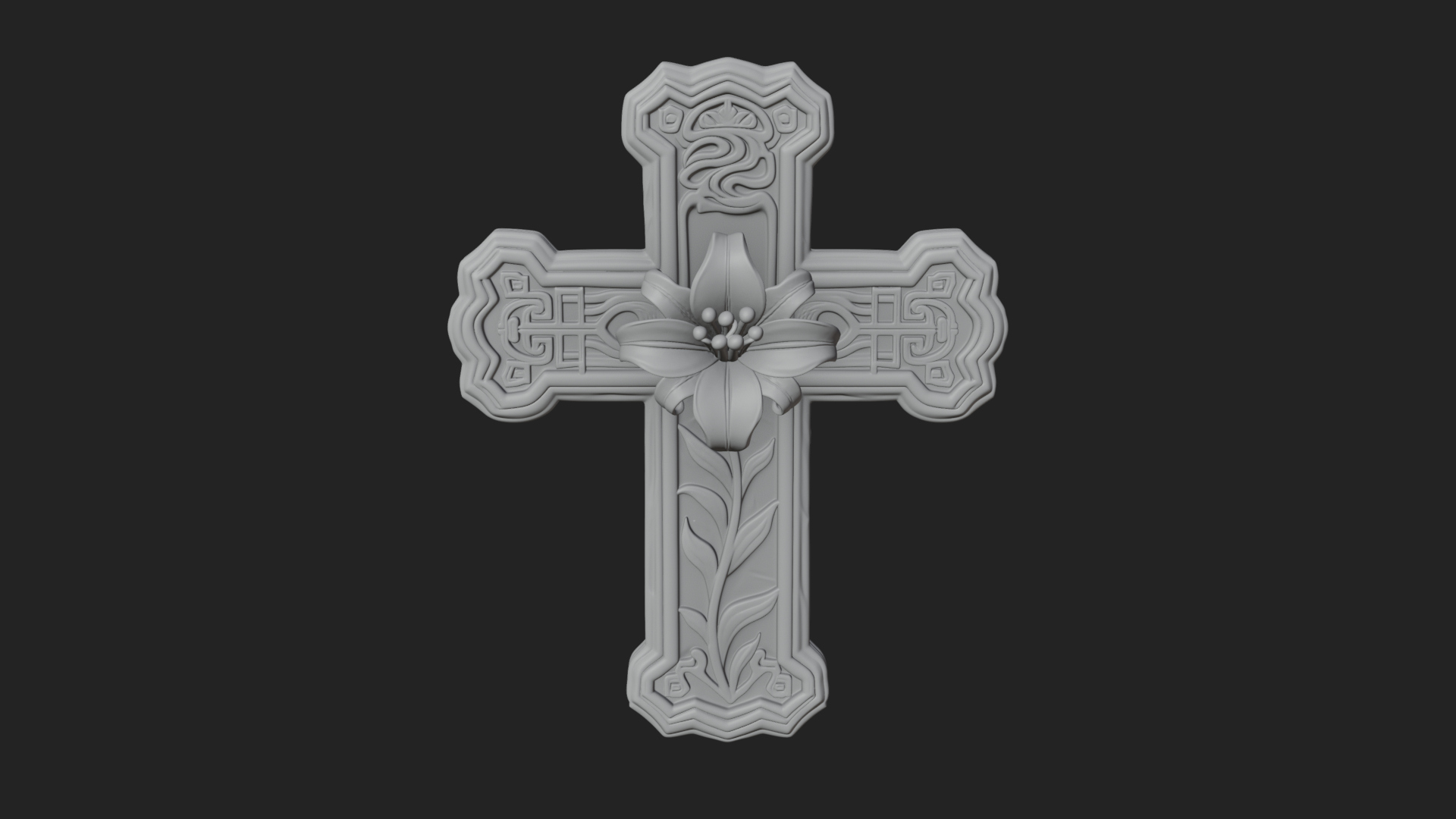 Carved Relief Wall Cross Design 558 3D Print Model 3D Model