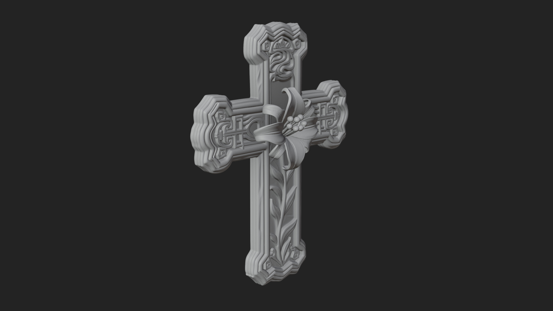 Carved Relief Wall Cross Design 558 3D Print Model 3D Model
