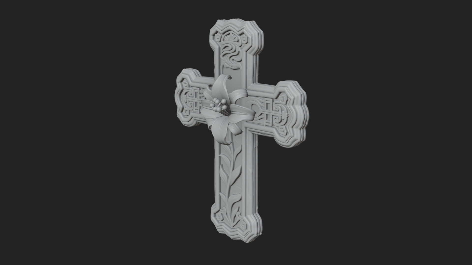 Carved Relief Wall Cross Design 558 3D Print Model 3D Model