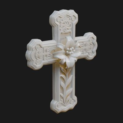 Carved Relief Wall Cross Design 558 3D Print Model