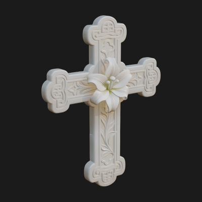 Carved Relief Wall Cross Design 559 3D Print Model