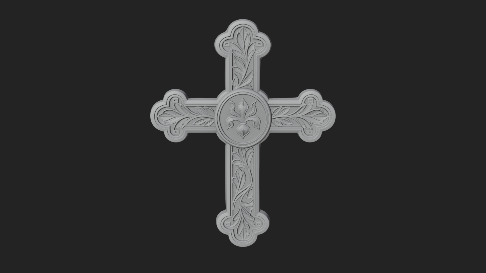 Carved Relief Wall Cross Design 56 3D Print Model 3D Model