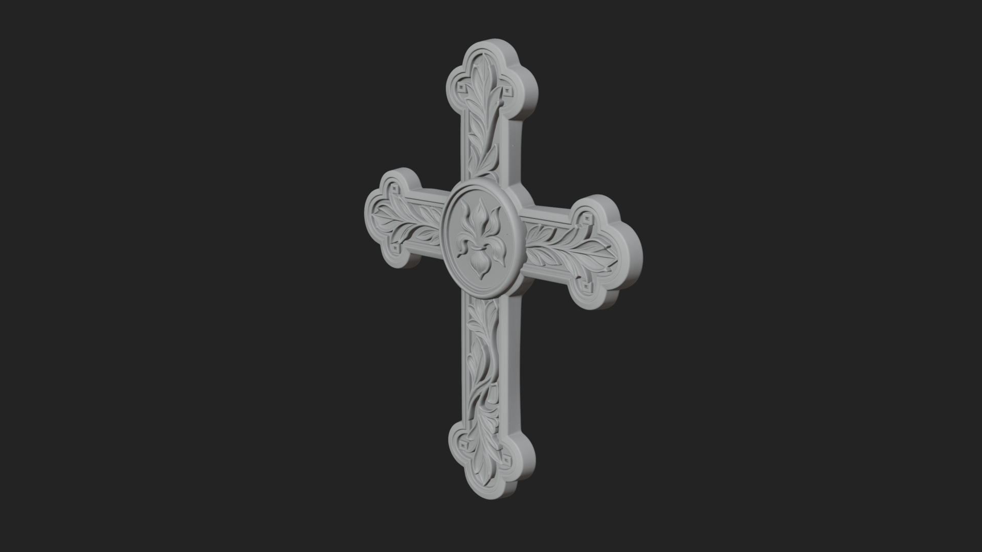 Carved Relief Wall Cross Design 56 3D Print Model 3D Model