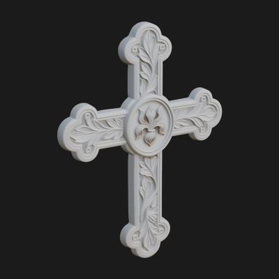 Carved Relief Wall Cross Design 56 3D Print Model