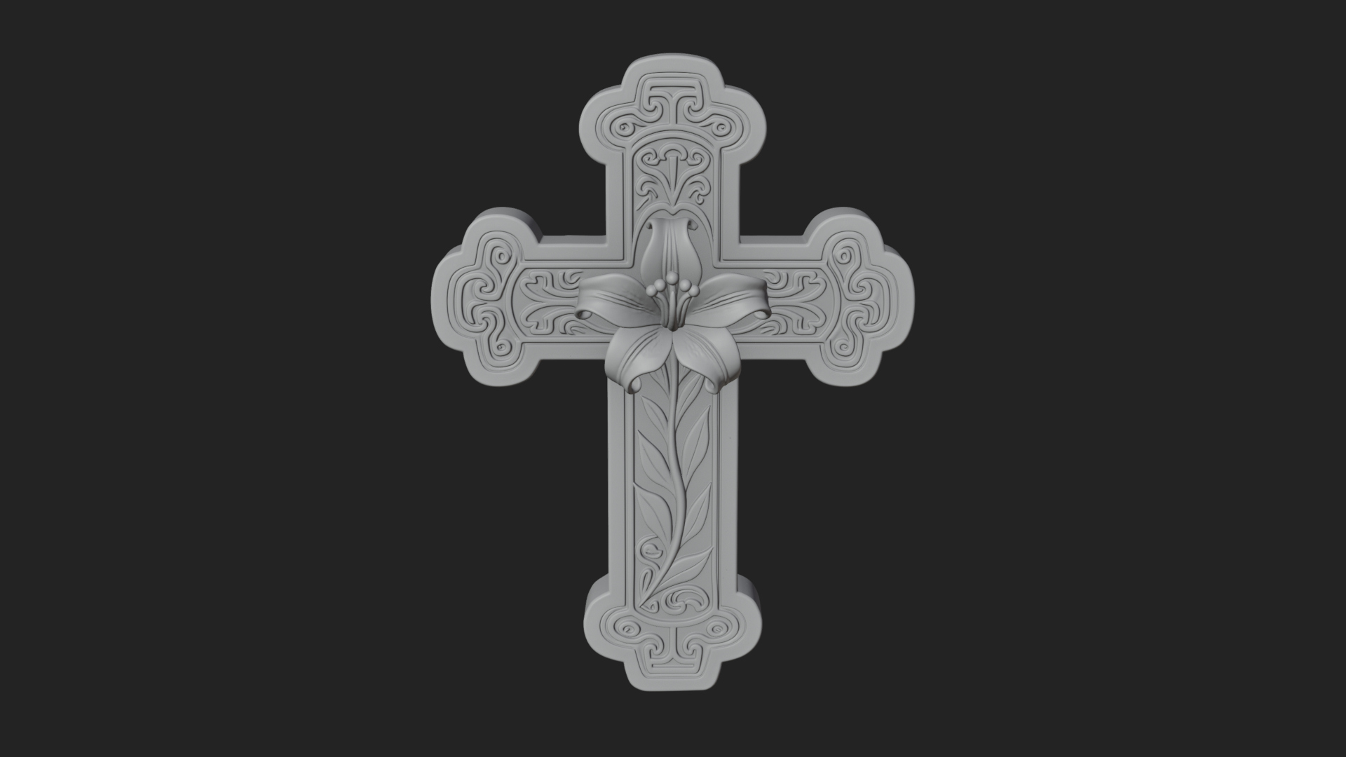 Carved Relief Wall Cross Design 560 3D Print Model 3D Model