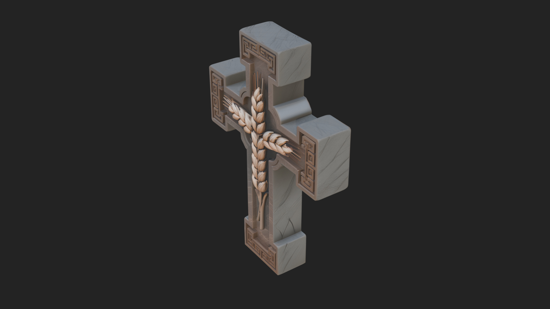 Carved Relief Wall Cross Design 566 3D Print Model 3D Model
