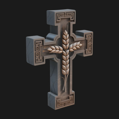 Carved Relief Wall Cross Design 566 3D Print Model