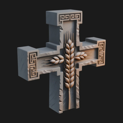 Carved Relief Wall Cross Design 568 3D Print Model
