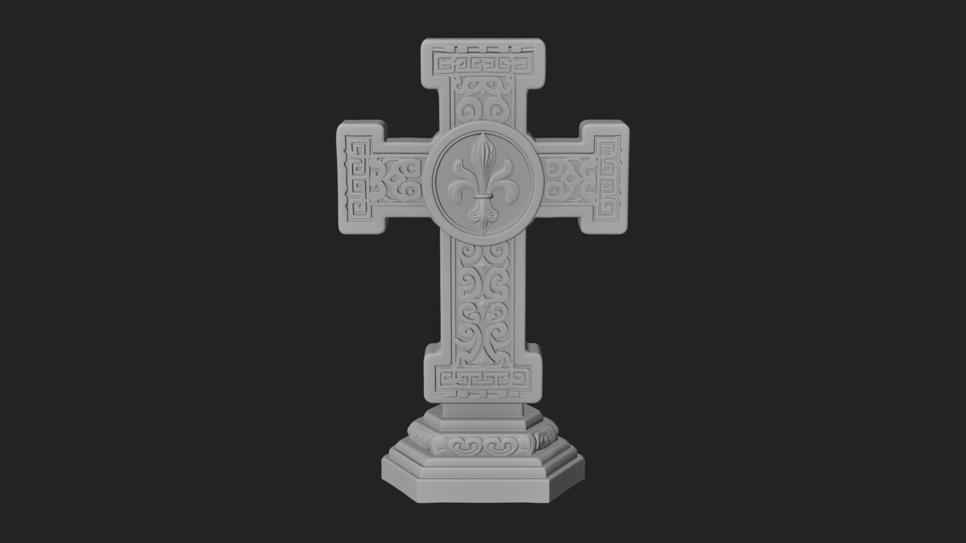 Carved Relief Wall Cross Design 57 3D Print Model 3D Model