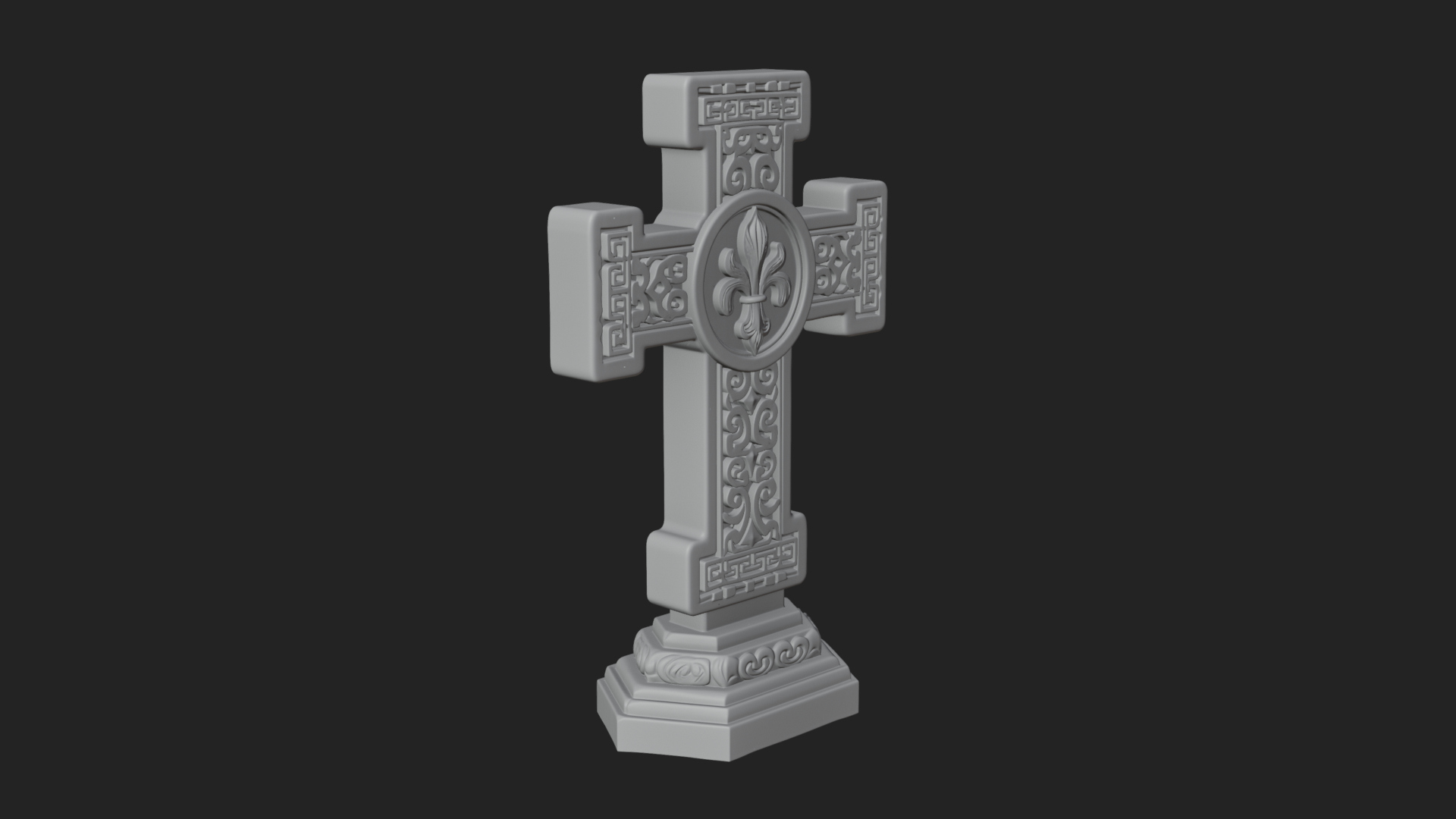 Carved Relief Wall Cross Design 57 3D Print Model 3D Model