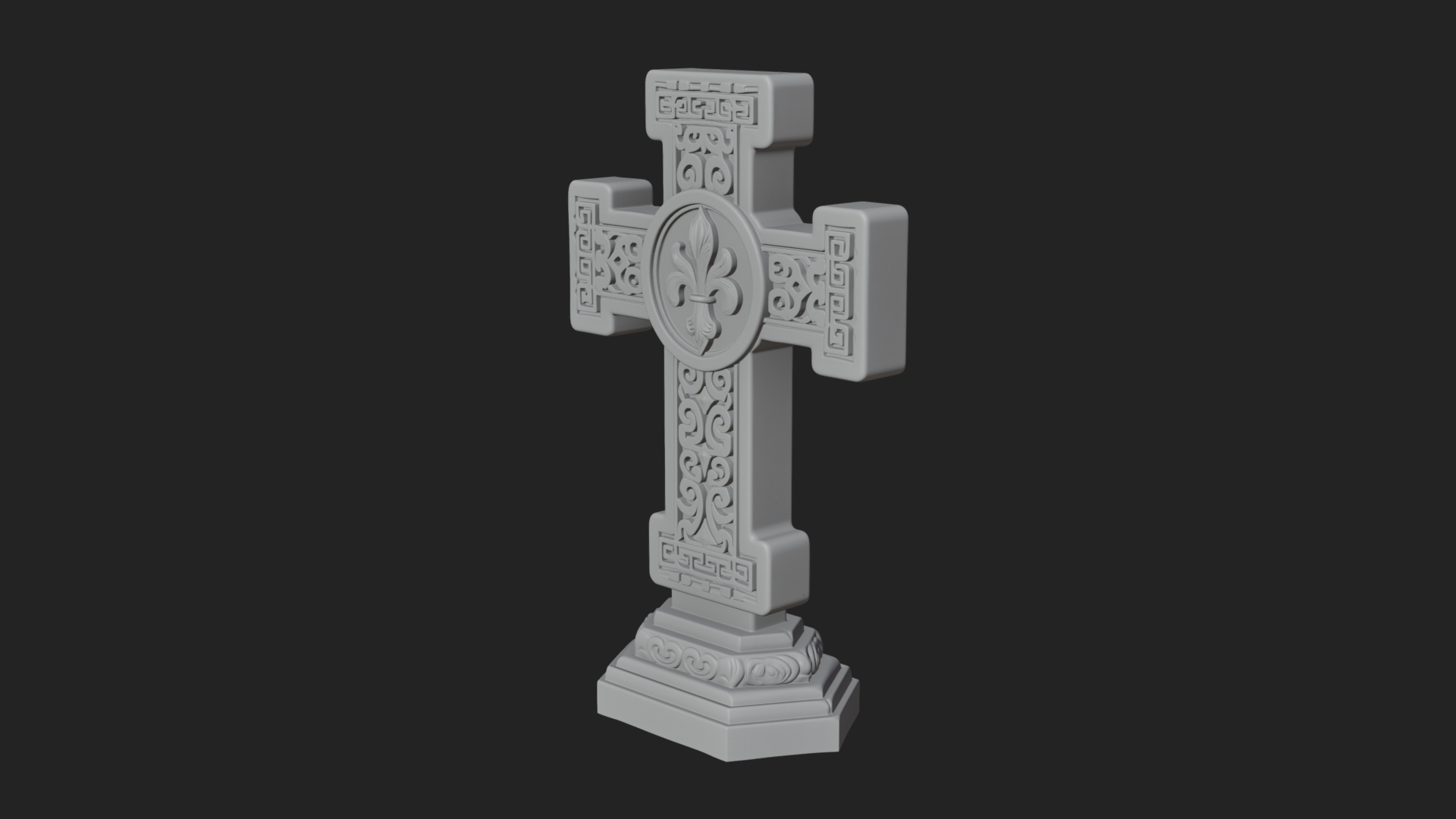 Carved Relief Wall Cross Design 57 3D Print Model 3D Model