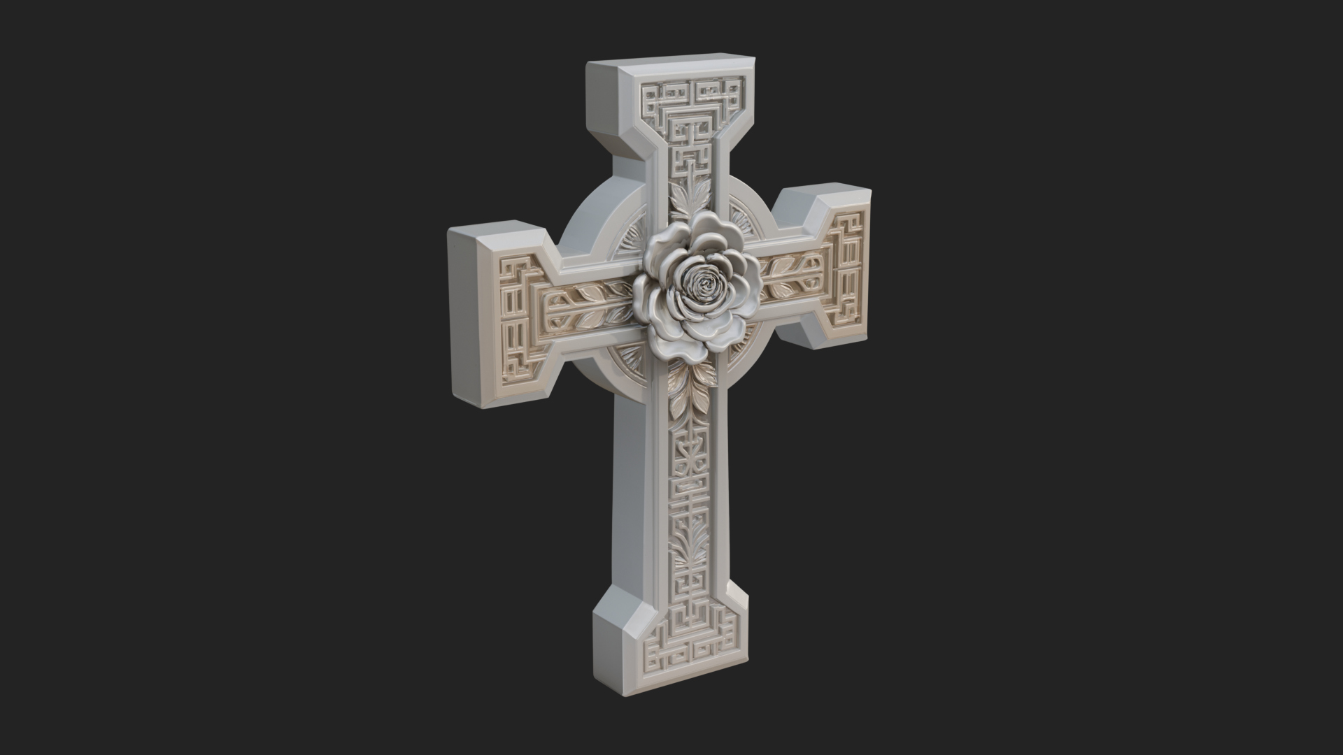 Carved Relief Wall Cross Design 573 3D Print Model 3D Model