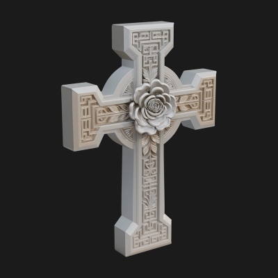 Carved Relief Wall Cross Design 573 3D Print Model