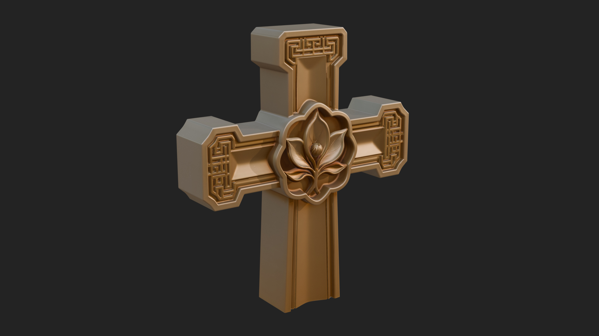 Carved Relief Wall Cross Design 574 3D Print Model 3D Model