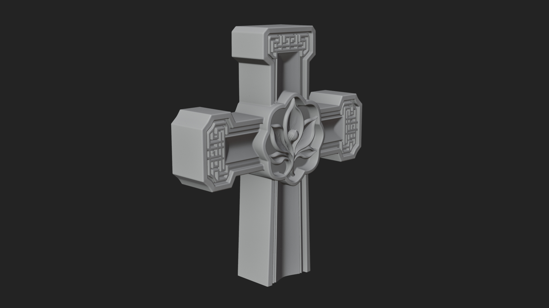 Carved Relief Wall Cross Design 574 3D Print Model 3D Model