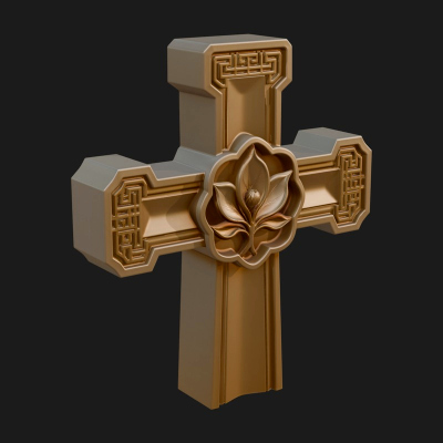 Carved Relief Wall Cross Design 574 3D Print Model