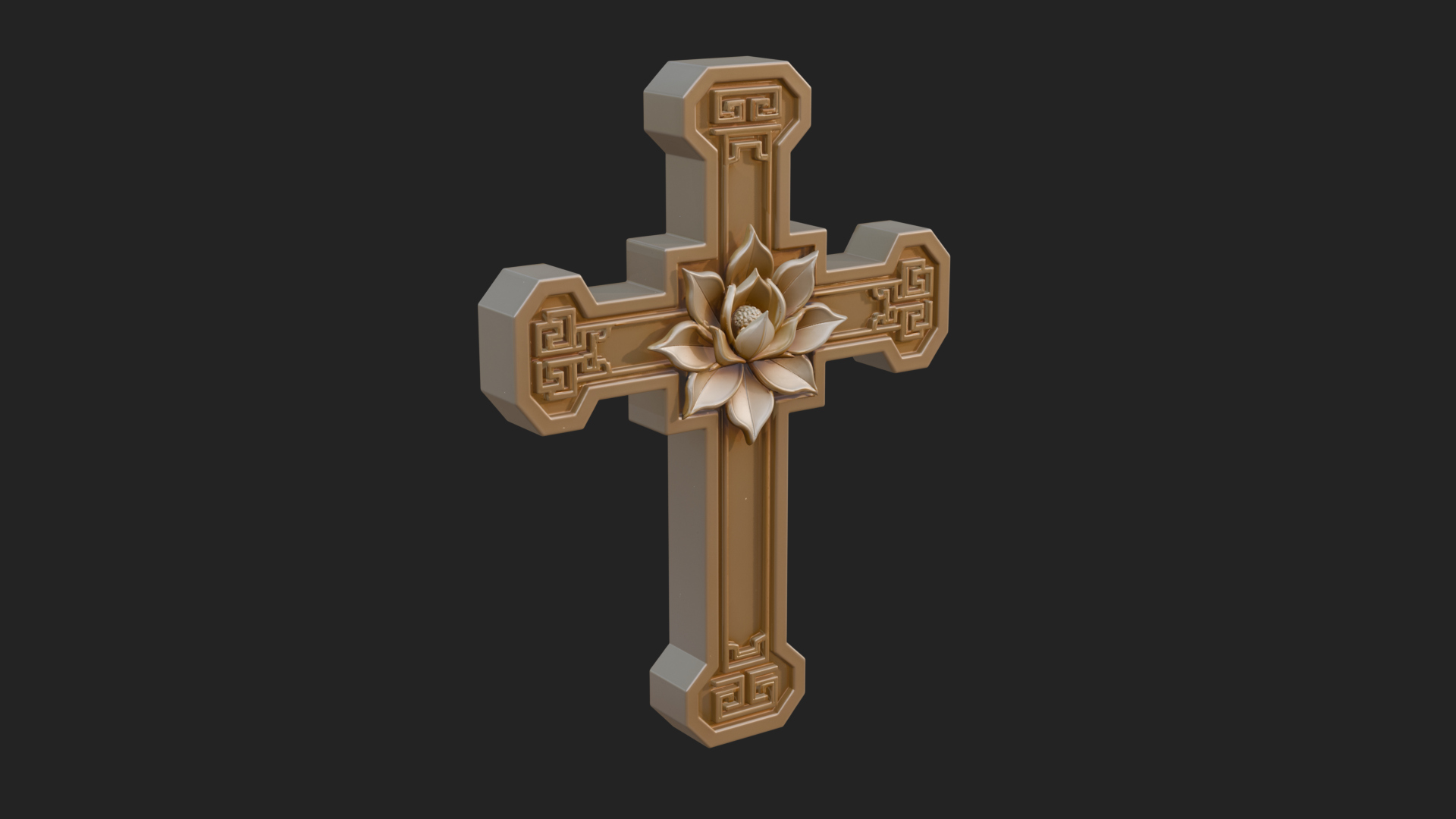 Carved Relief Wall Cross Design 576 3D Print Model 3D Model