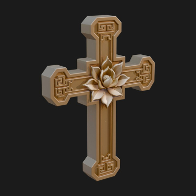 Carved Relief Wall Cross Design 576 3D Print Model