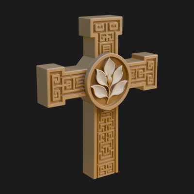 Carved Relief Wall Cross Design 577 3D Print Model