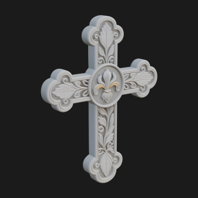 Carved Relief Wall Cross Design 58 3D Print Model