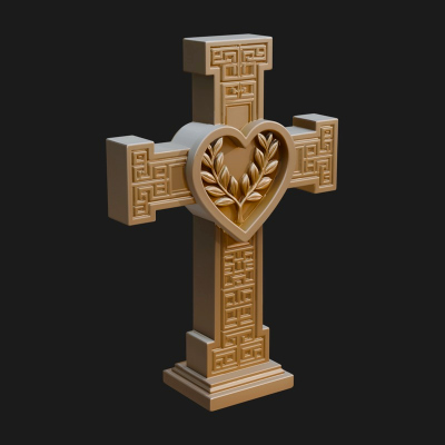 Carved Relief Wall Cross Design 584 3D Print Model