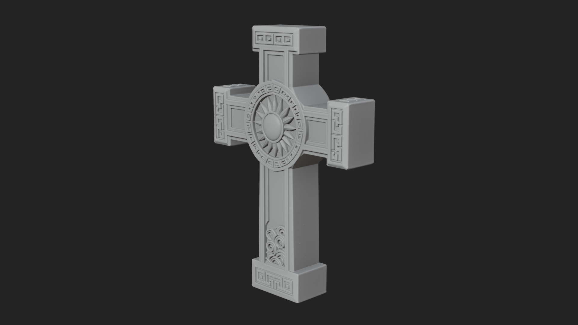 Carved Relief Wall Cross Design 586 3D Print Model 3D Model