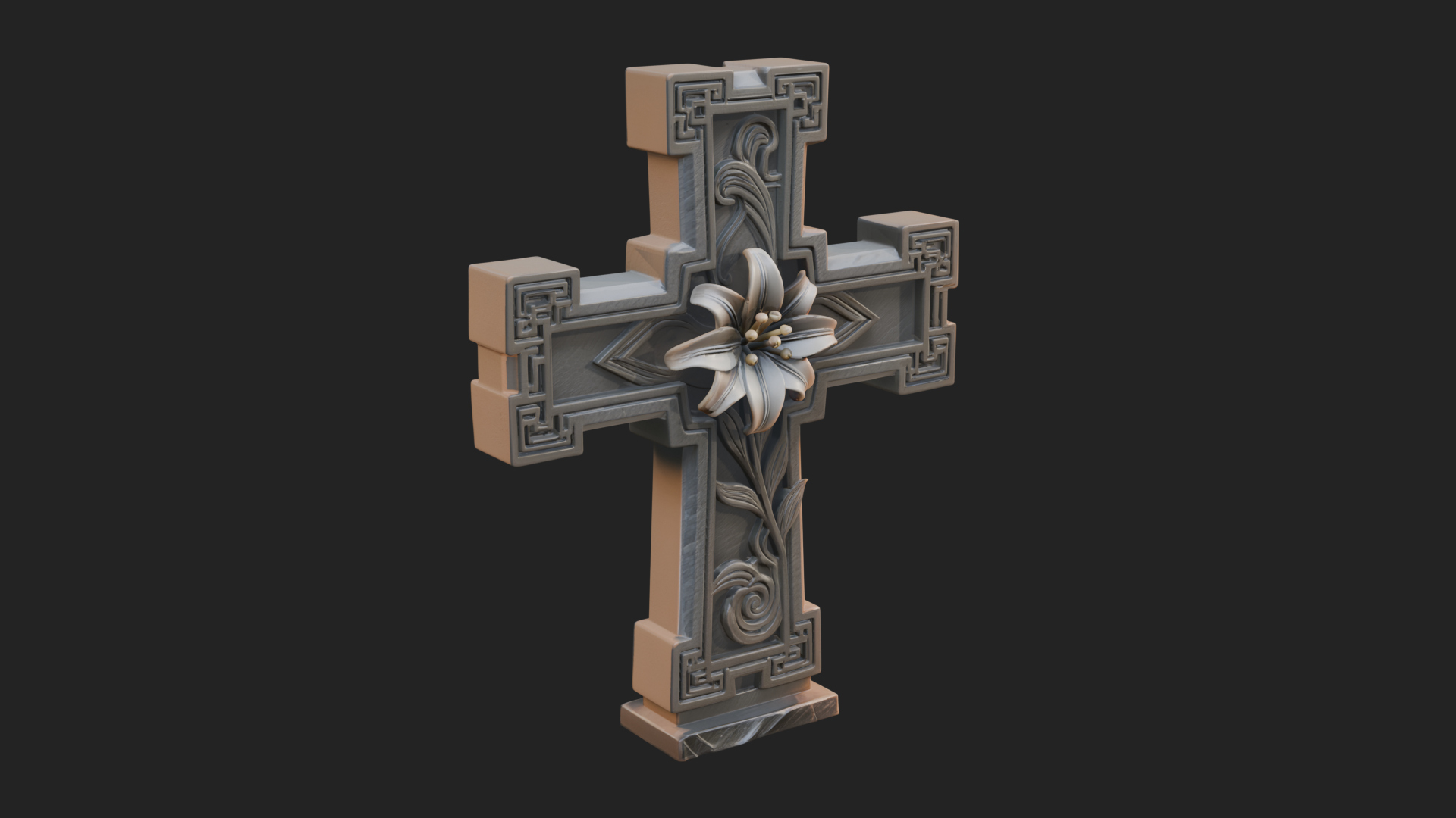 Carved Relief Wall Cross Design 589 3D Print Model 3D Model