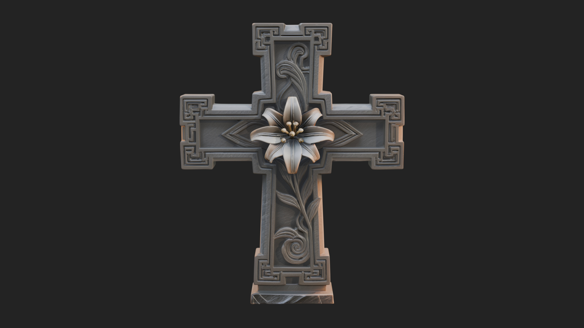 Carved Relief Wall Cross Design 589 3D Print Model 3D Model