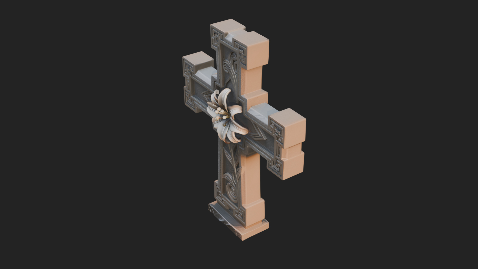 Carved Relief Wall Cross Design 589 3D Print Model 3D Model