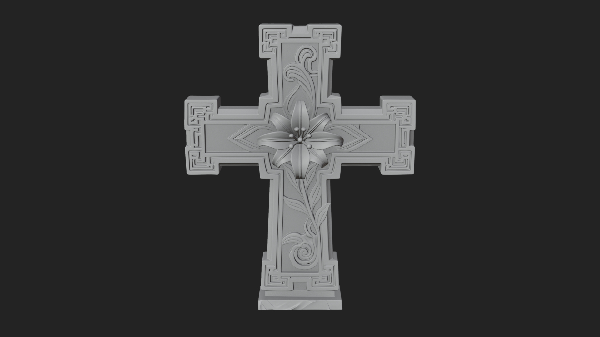 Carved Relief Wall Cross Design 589 3D Print Model 3D Model
