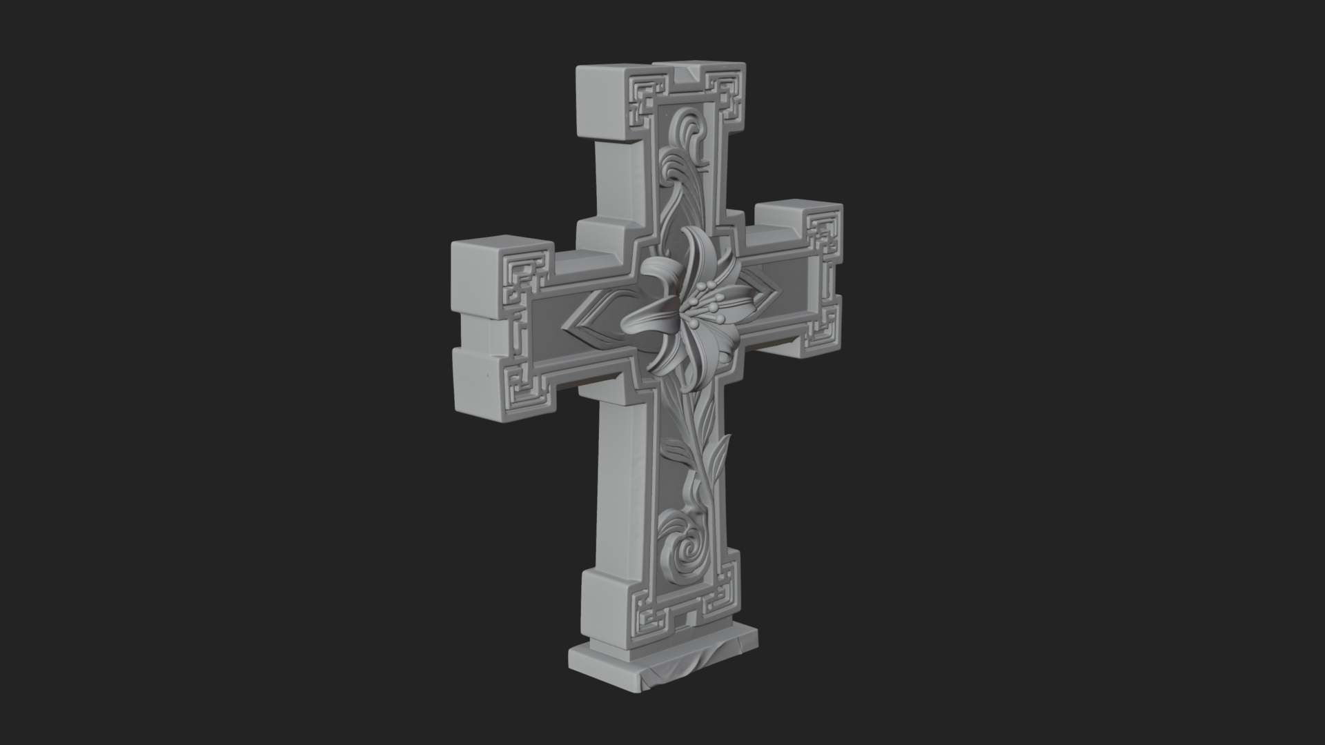 Carved Relief Wall Cross Design 589 3D Print Model 3D Model