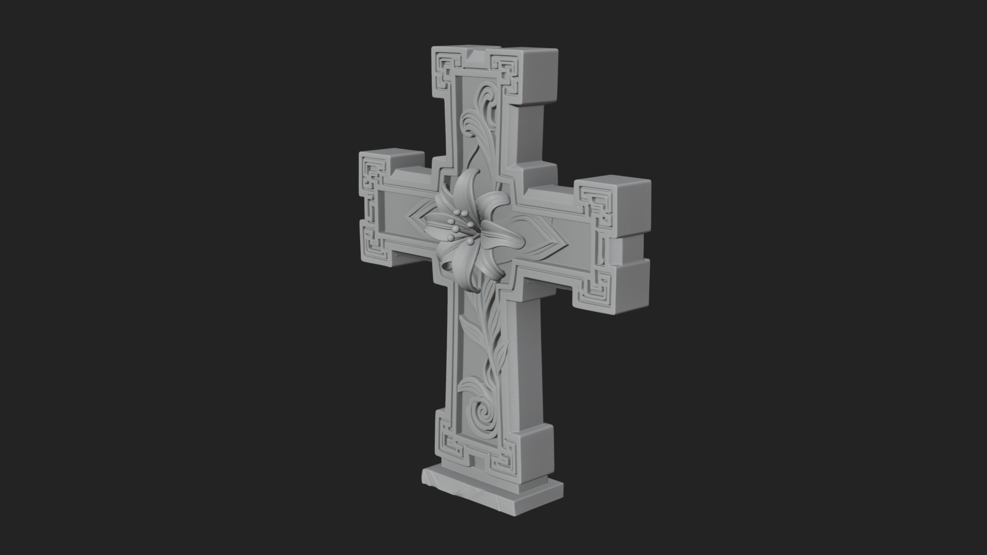 Carved Relief Wall Cross Design 589 3D Print Model 3D Model