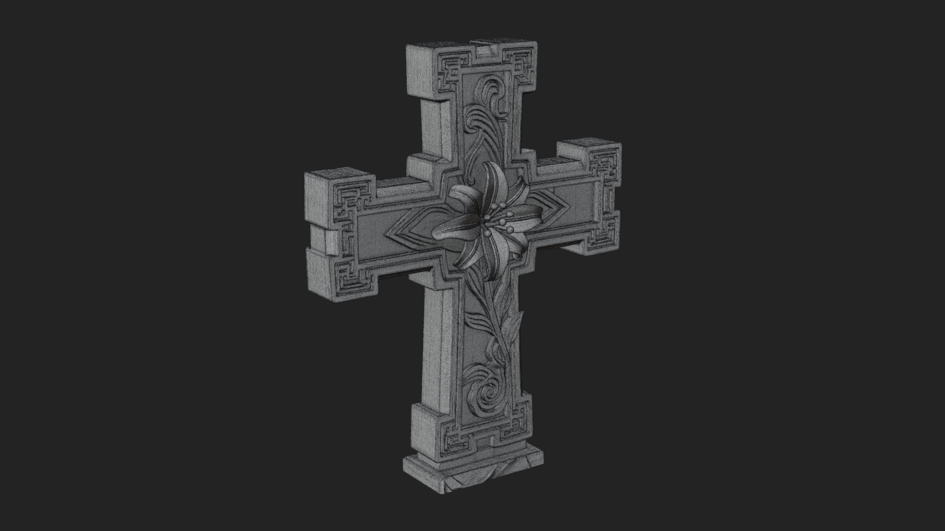 Carved Relief Wall Cross Design 589 3D Print Model 3D Model