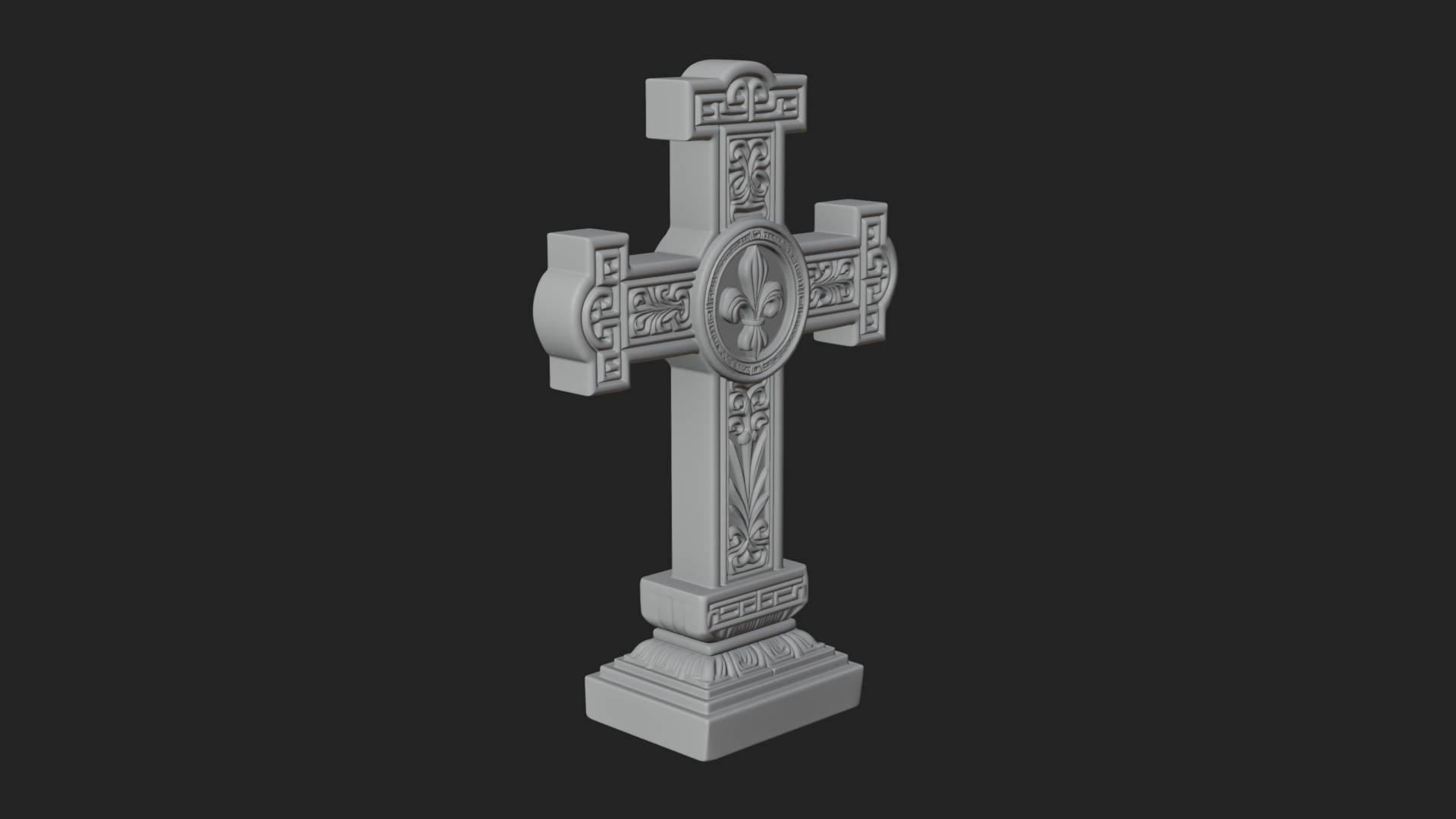 Carved Relief Wall Cross Design 59 3D Print Model 3D Model