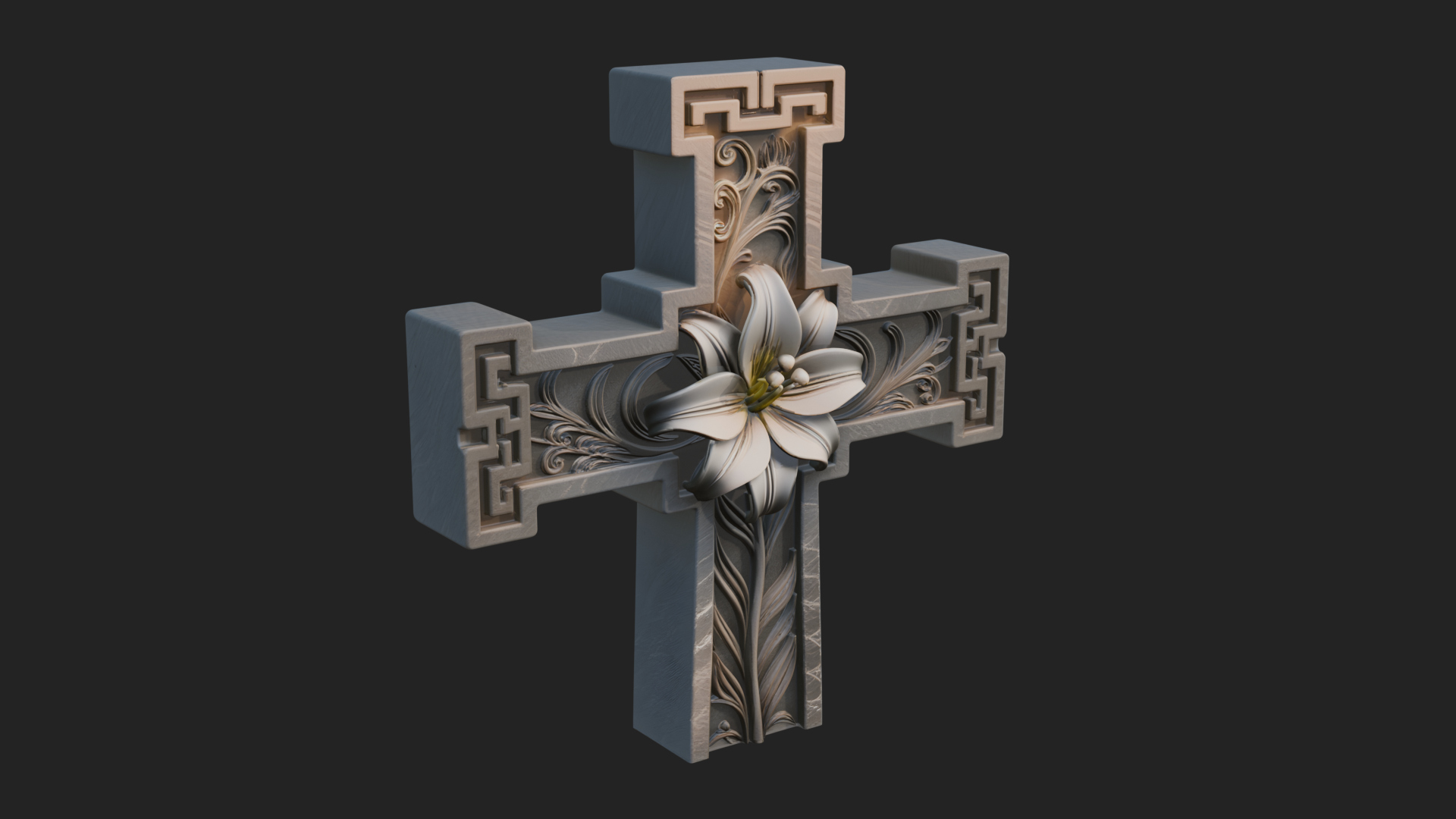 Carved Relief Wall Cross Design 590 3D Print Model 3D Model