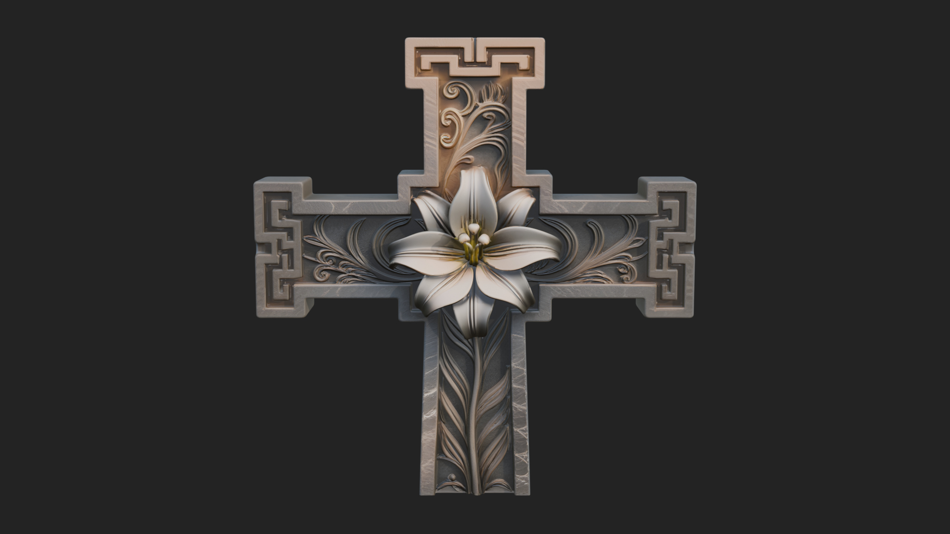 Carved Relief Wall Cross Design 590 3D Print Model 3D Model