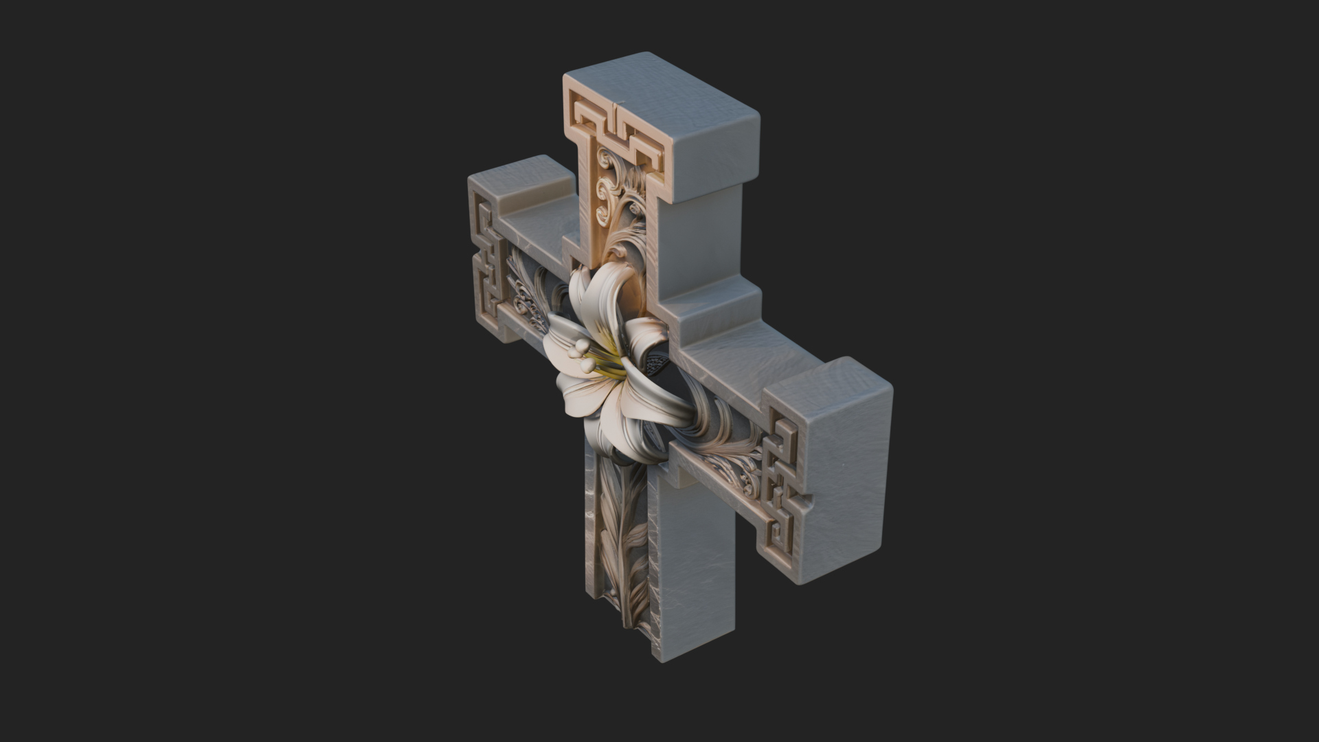 Carved Relief Wall Cross Design 590 3D Print Model 3D Model