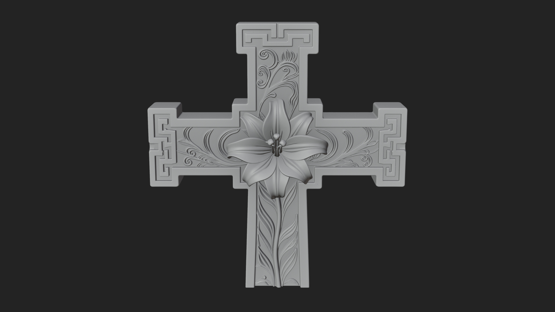 Carved Relief Wall Cross Design 590 3D Print Model 3D Model