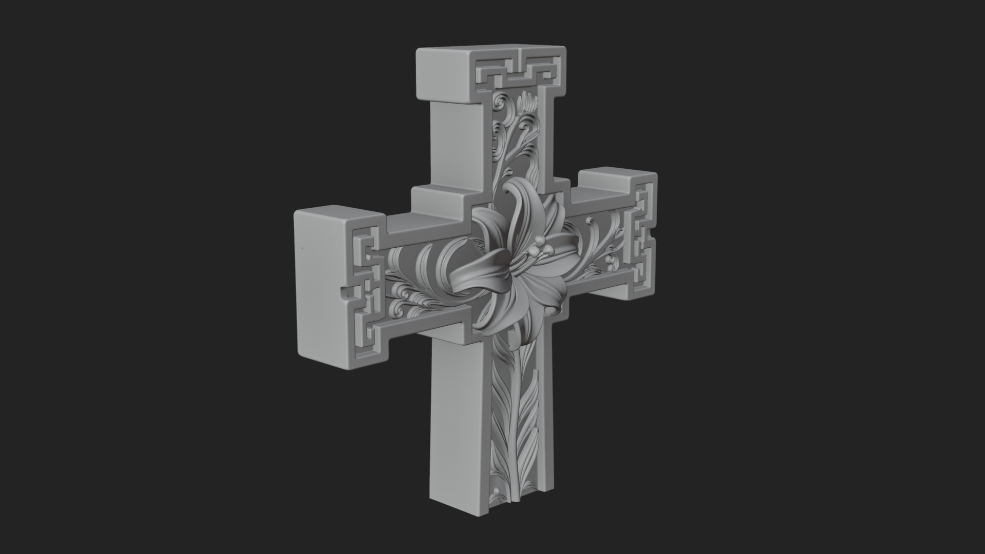 Carved Relief Wall Cross Design 590 3D Print Model 3D Model